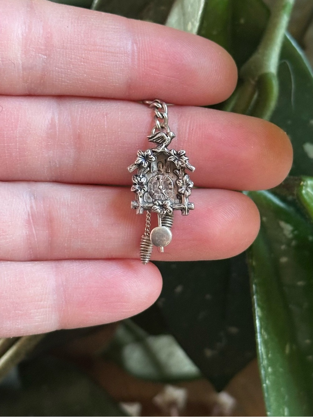 Vintage Charm- Sterling Silver Swinging Cuckoo Clock